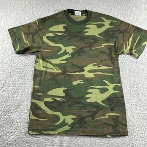 VINTAGE Camo Shirt Mens Large Green Made in USA Single Stitch Outdoors Gorpcore‎